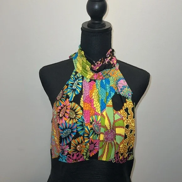 TRINA TURK SILK IBIS HALTER DRESS SIZE 10 - Picture 4 of 14